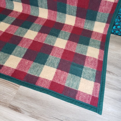 Aurora Biederlack Throw Blanket 47" x 59" Green Beige Burgundy Cabin Woods - Picture 8 of 11