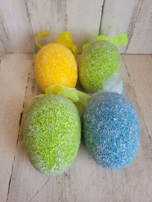 Beaded large egg pastel Easter ornament hanging set decor