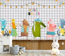 3D Summer Animals ZHUB4256 Wallpaper Wall Mural Removable Self-adhesive Vera