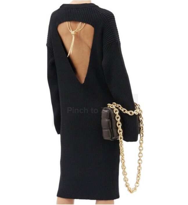 Bottega Veneta Runway Black Open-Back Knitted Wool-Blend Bottega Veneta Runway Black Open-Back Knitted Wool-Blend