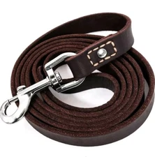 Leatherberg 6ft Full Grain Leather Brown Training Dog Leash • Med/Large Dogs