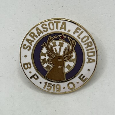 Sarasota Florida Elks Lodge 1519 Benevolent Protective Order Enamel Hat Pin