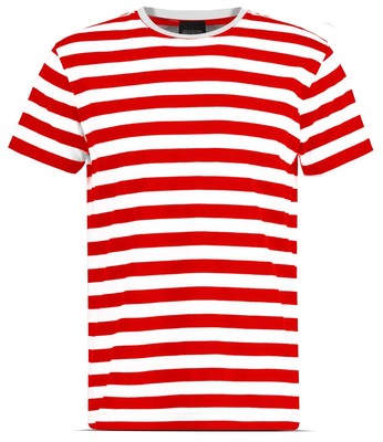 Gestreiftes T-Shirt Kurzarm Rundhals Sommer Oberteil für Erwachsene Männer Frauen Kostüm