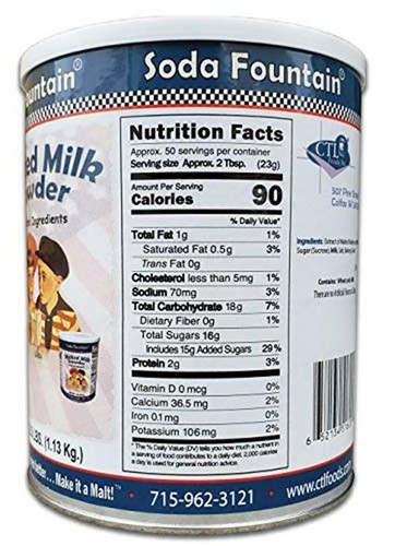 Soda Fountain Malted Milk Powder 2.5 Lb.  Assorted Item Display Weights 
