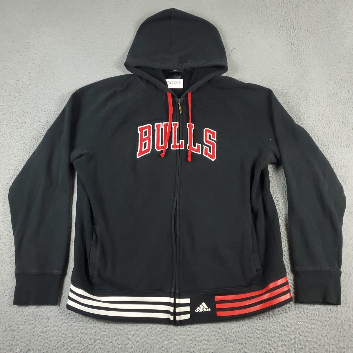 Adidas Chicago Bulls Sweater Mens XL Black NBA Full Zip Hoodie 