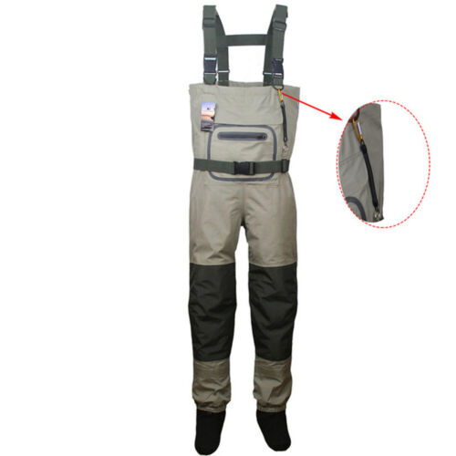 Fly Fishing Chest Waders Breathable Waterproof Stocking foot River Wader Pants - Picture 1 of 12