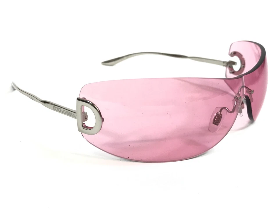 Gafas de sol Dolce & Gabbana DG2308 05/84 monturas plateadas con lente protectora envolvente rosa Foto 4 de 4