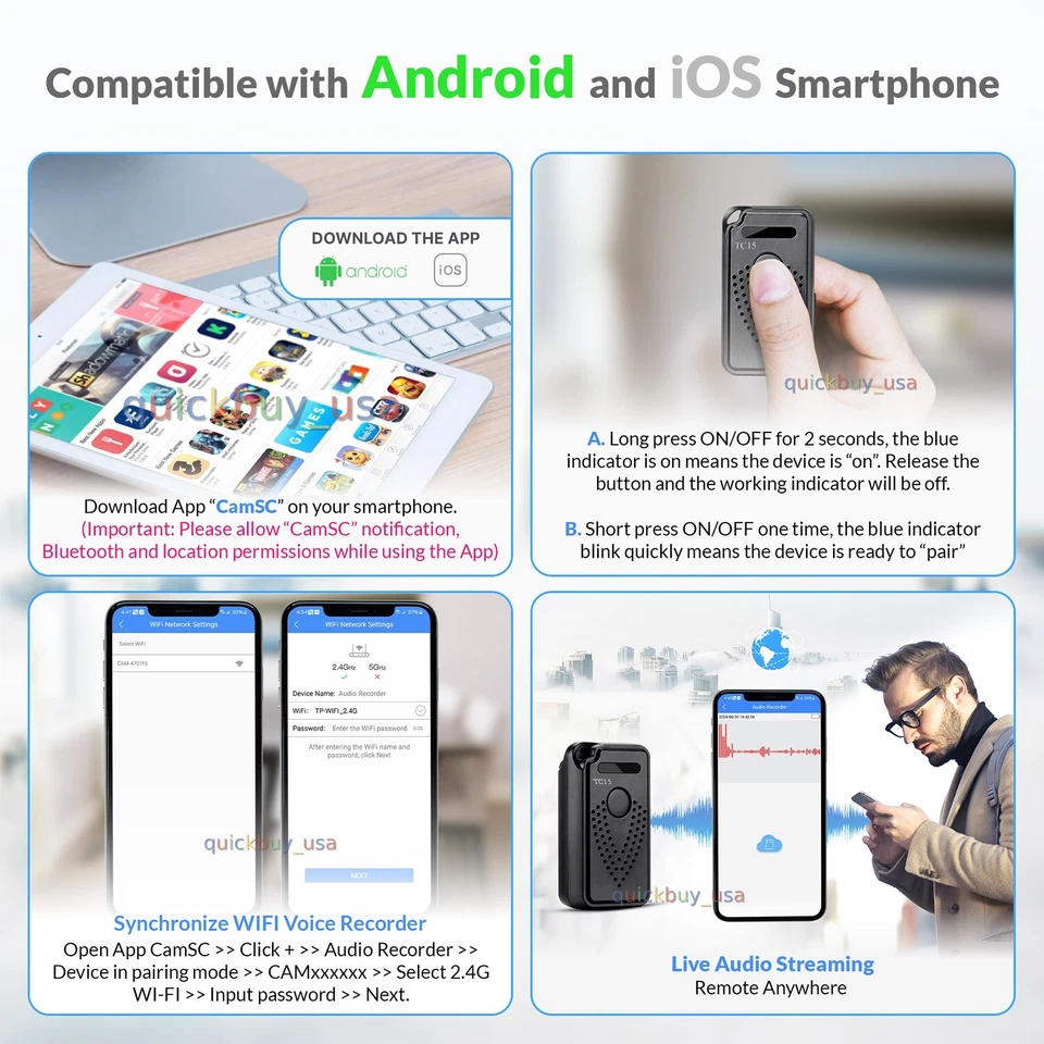 WiFi Voice Recorder Wireless Audio Recording Real Time Wifi Voice Recorder  TC15 - Image 3 of 4