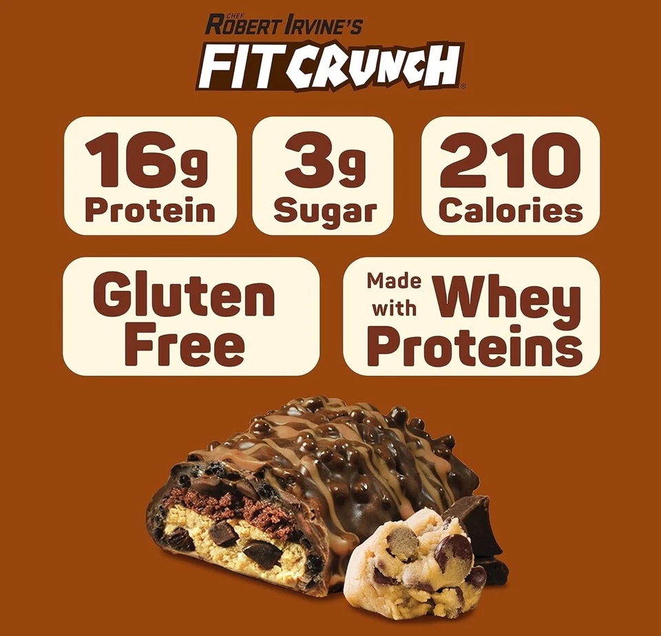 Masa para galletas con chispas de chocolate FITCRUNCH, 16 g de proteína de suero, sin gluten - 50 barras Foto 2 de 3