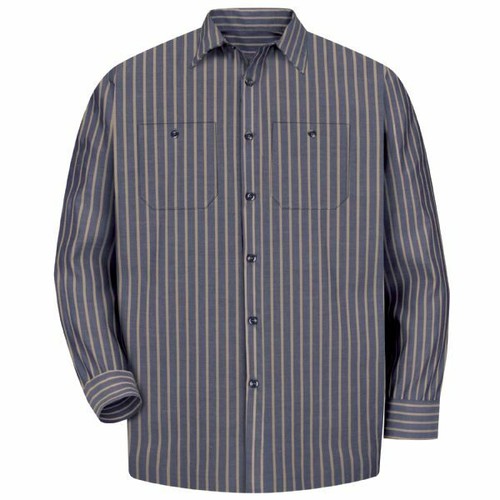 Red Kap Work Shirt Poplin Stripe 2 Pocket Men's Industrial Uniform - Picture 7 of 24