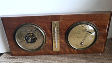 Art Deco Wetterstation mit Barometer -Thermometer -Hygrometer auf Hochglanz Holz