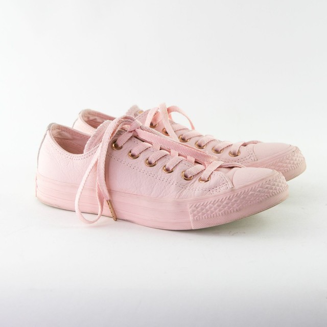 converse pink leather rose gold