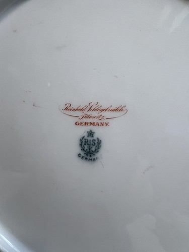 RS GERMANY Porcelain FLORAL TULIPS 10" HANDLED CAKE PLATE 1917-1945 - Picture 6 of 7