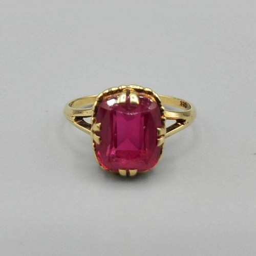 5.50 Ct Natural Ruby Prong Ring 925 Solid Yellow Gold Plated - 第 1/7 張圖片