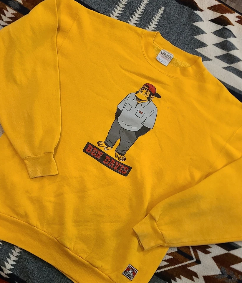 罕见复古黄金 Ben Davis 圆领 90 年代无聊猿工作服日本 Carhartt XL — 第 3/4 张图片