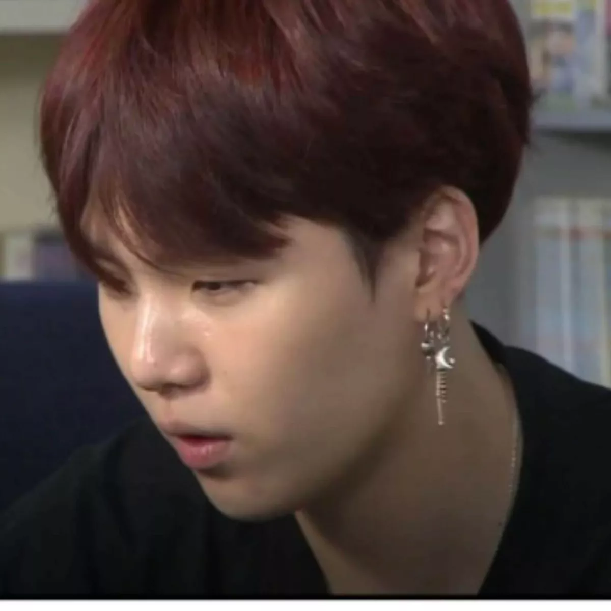 KPOP Idol BTS Suga Moon Star Chain Surgical steel Earring Ear clip