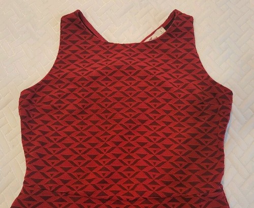 Hollister Women Stretch Fitted Sleeveless Dress Cross Back w/Cut Out Red SM - Picture 7 of 11