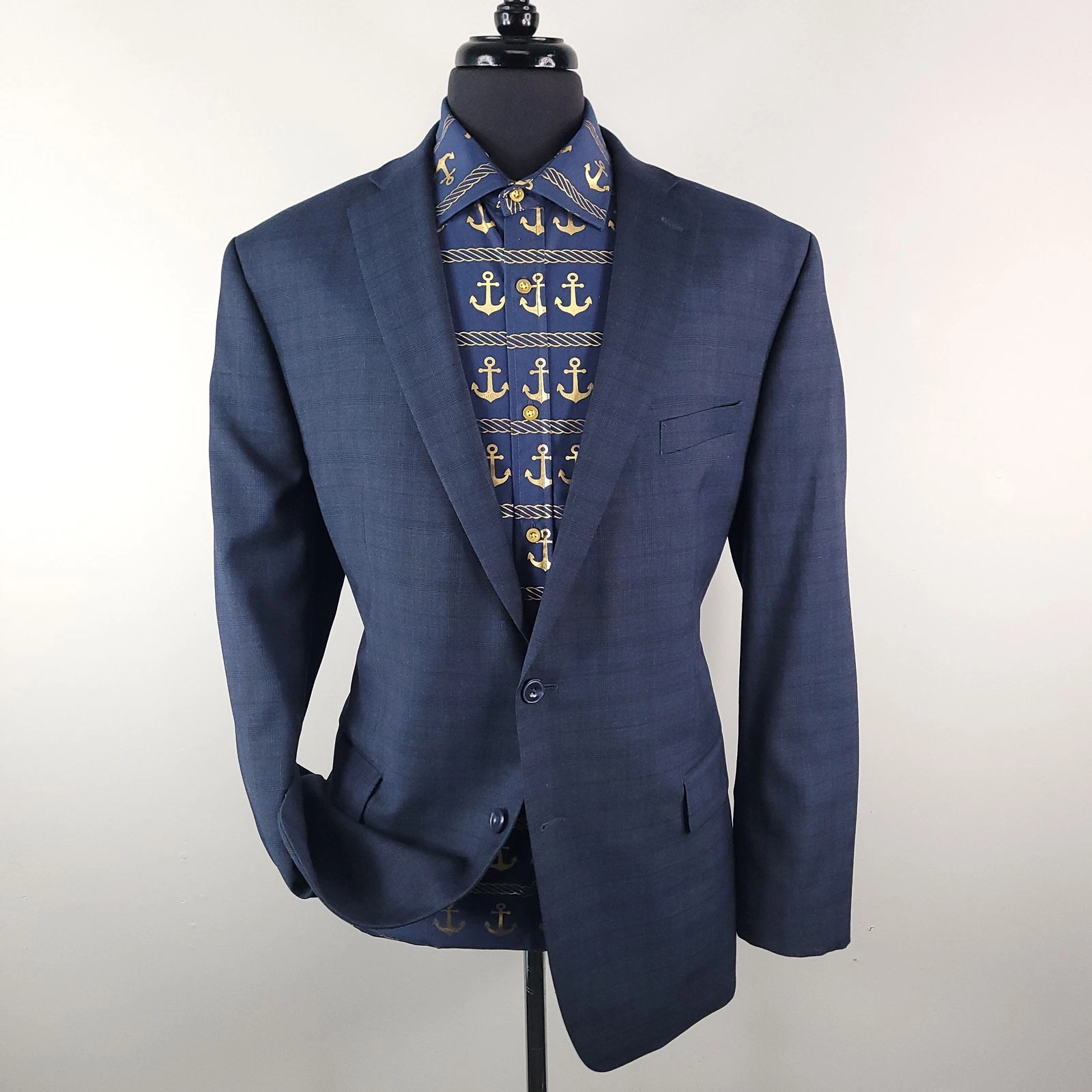Giacca tuta cappotto sportivo Michael Kors blazer uomo 46L blu misto lana due bottoni