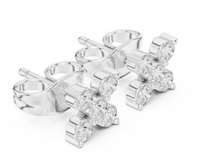 Orecchini a perno floreale alosia elegante diamante certificato naturale VVS1 oro 14k over