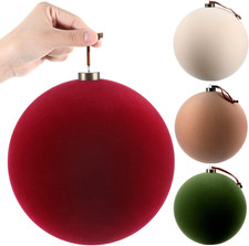 4 Pcs 8 Inch Extra Large Velvet Christmas Ball Ornaments Set Flocked Holiday Orn