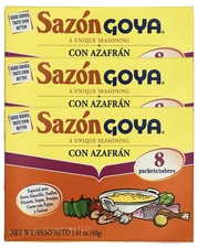 Goya Sazon Con Azafran - Latin Seasoning with Saffron 1.41 oz 3 Pack