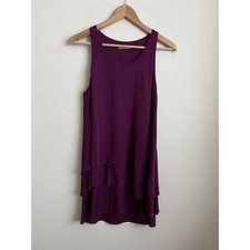 Alice + Olivia Size Small Tiered Purple Silk Blend Dress