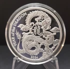 2024 YEAR OF THE WOOD DRAGON 1 OZ 999 SILVER BULLION ROUND ASAHI REFINING MINT