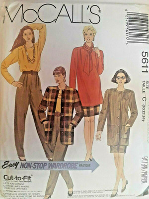 McCall's 5611 Jacket Top Scarf Skirt Pants Sewing Pattern Ladies 10 12 14 UC