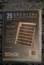 Print File 35mm Archival Storage Pages for Negatives, 25 Pack