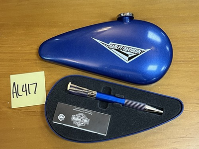 #ad Harley Davidson Waterman Ballpoint Pen Blue Gas Tank Case Writing Instrument $43.99
