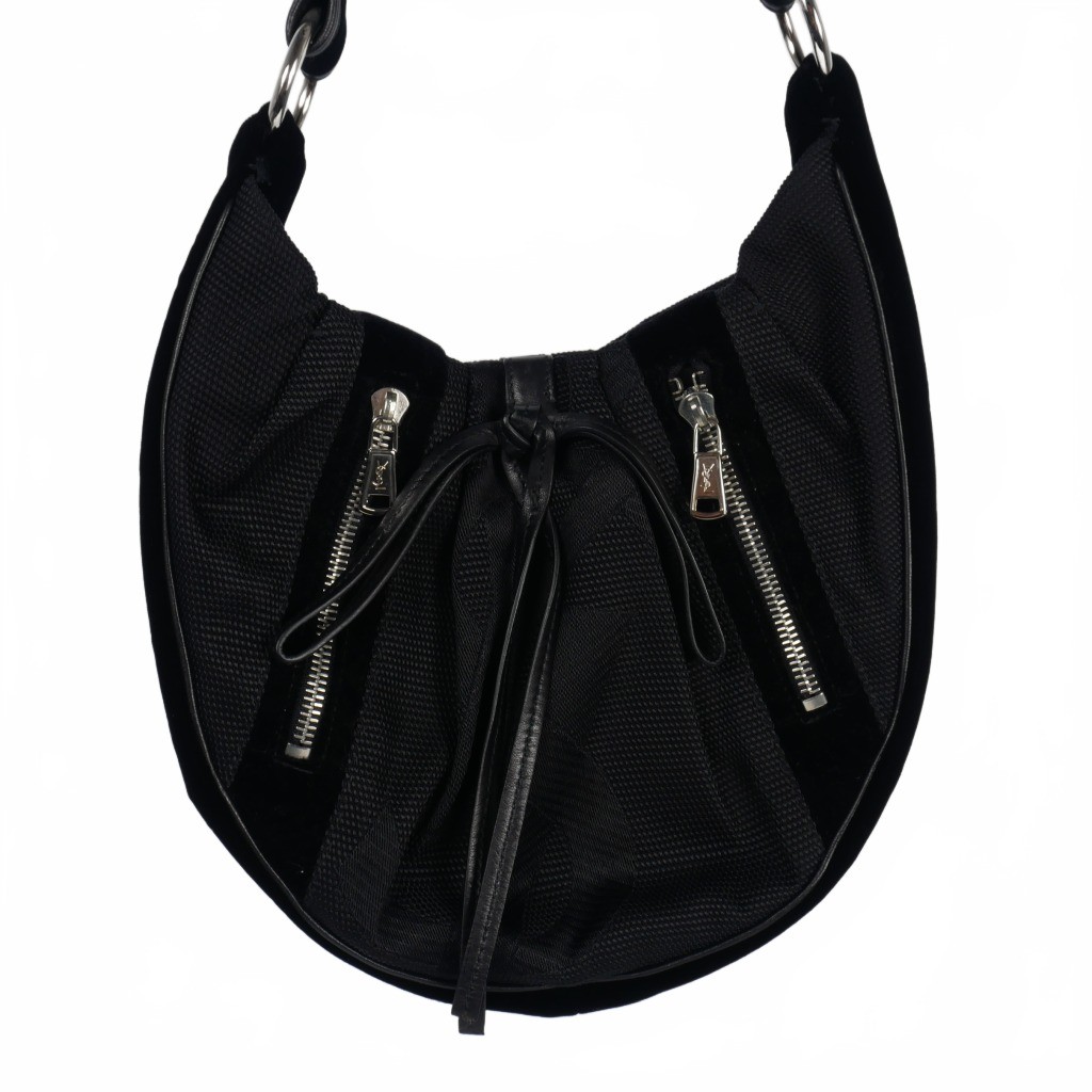 Borsa a tracolla Yves Saint Laurent Tom Ford epoca velluto tela luna nera donna