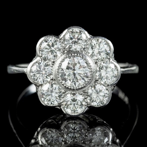 Daisy Flower 1.40Ctw White Round Bezel Set CZ Engagement Wedding Ring ...