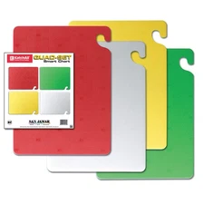 SAN JAMAR CB1520QSGR Cutting Board Set,15x20 in,Assorted,PK4 6AZV1