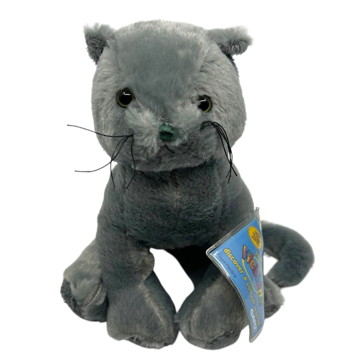 Webkinz Ganz Charcoal Gray Cat 8” Plush Stuffed Animal With Code