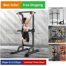 Power Tower Dip Station Pull Up Bar for Home Gym Adjustable Height Strength T...