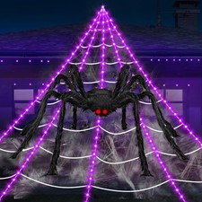 23Ft Halloween Spider Web Lights with 350 LEDs  6.6Ft Giant Spider