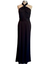 Halston Heritage Black Backless Halter Neck Long Evening Dress Prom NWT 10-12
