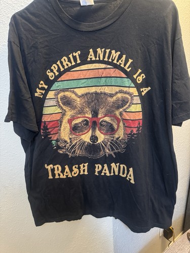 Funny Trash Panda Logo Raccoon T Shirt XL Vintage