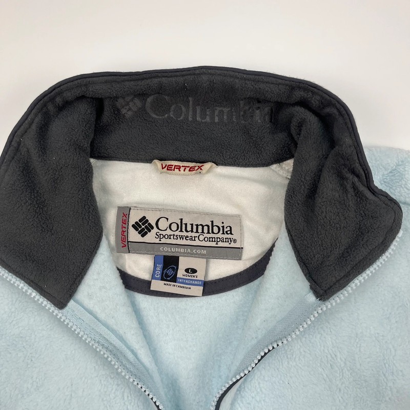 Columbia Full Zip Fleece Jacket Womens Large Light Blue Vertex Thermal Jacket image 6