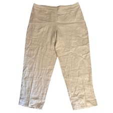 Eileen Fisher Size L 100 Organic Linen Pants Pull On Oatmeal Beige Minimalist