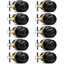 Matte Black Keyless Privacy Door Knob 10 Pack Interior Exterior Locking Bedroom