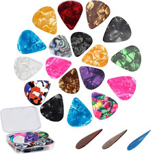 21-Piece Colorful Celluloid Guitar Picks Set with Storage Box for All Instrument