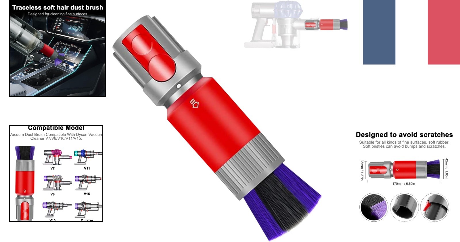 Brosse à poussière universelle pour Dyson élimine la saleté des recoins