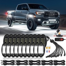20 Pods Pure White LED Rock Lights with Extension Wires, IP67 Waterproof 6500...