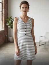 Loft Womens 12 Sleeveless Dress Striped Coastal Cruise Casual Work Minimalist