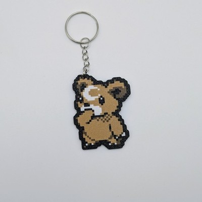 Teddiursal - Pokemon Keychain Pixel Art Retro Sprite Keyring - Gold 