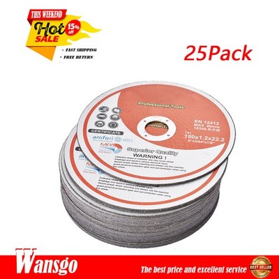 25 Pack 6''x.045''x7/8'' Cut-off Wheel - Metal & Stainless Steel Cutting Discs