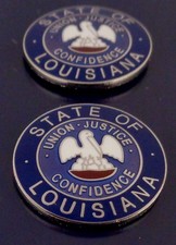 Louisiana State Seal 15/16" SILVER collar pins LA police fire EMS