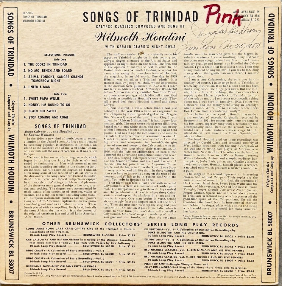 Songs of Trinidad - Wilmoth Houdini - Image 2 of 2