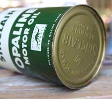 FULL NEAR MINT~ 1940's SINCLAIR OPALINE MOTOR OIL Old Solder Seam Tin 1 qt. Can